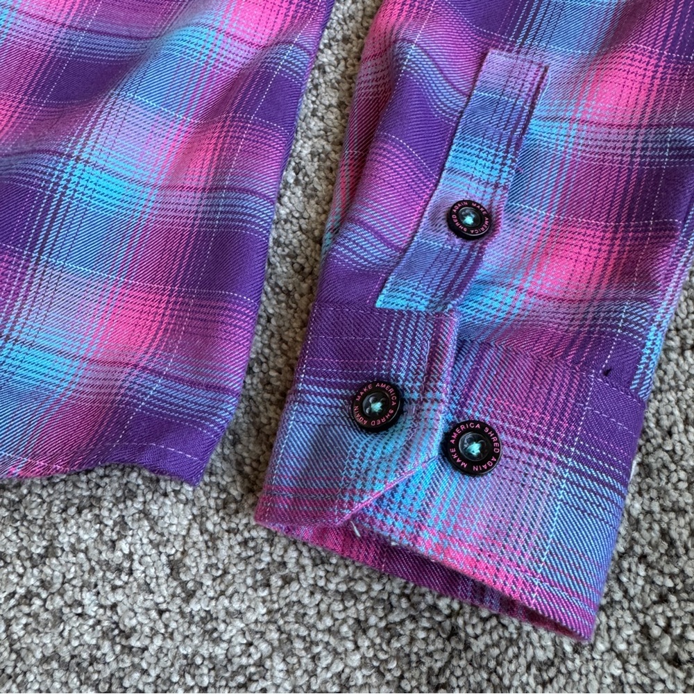 DIXXON x Shreddy Limited Edition Plaid Shirt Womens Purple and Pink - Picture 6 of 12